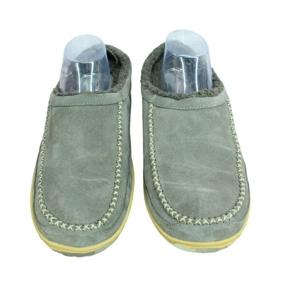 LL Bean Gray Suede Fleece Lined Nonslip Mountain Slipper Scuffs Size 12 M - Picture 5 of 9